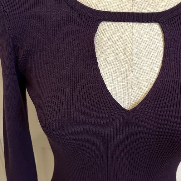 NWT - Knit Ribbed Sweater with Cut-Out in Amethyst - Picture 2 of 3
